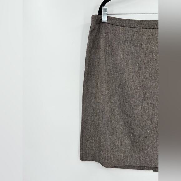 Trina Turk Straight Pencil Skirt Wool & Silk Blend Lined Zip Brown Gray Grey 12 - Picture 5 of 11